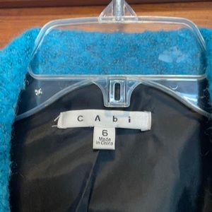 Cabi Turquoise wool/poly/acrylic jacket. 3/4 sleeves, fully lined.